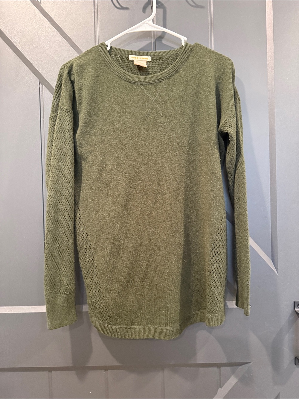 Sweet Romeo Olive Green Crewneck Knit Sweater